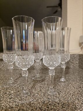 Cristal D'Arques Valencay Champagne Flutes Set Of 5 Made In France Very Nice!!